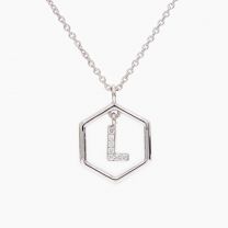 Insignia Icon white diamond sterling silver initial necklace