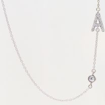 Lexicon white diamond sterling silver initial necklace
