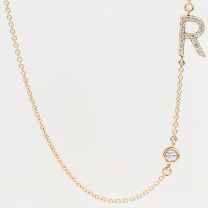Lexicon white diamond yellow gold initial necklace
