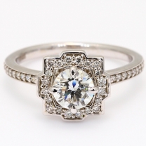 Montague white diamond vintage art deco halo engagement ring