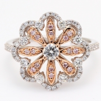 Ostara white and Argyle pink diamond flower ring