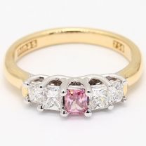 Orient Argyle Pink and White Diamond Five Stone Ring