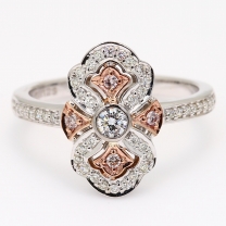 Trinity Argyle pink and white diamond cross ring