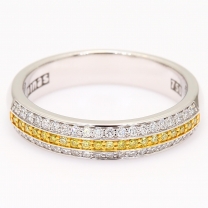 Ombre white and yellow diamond dress ring