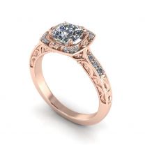 Hyacinth vintage inspired halo diamond engagement ring