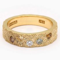 Geode coloured diamond textured ring