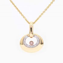 Crescent Argyle pink and white diamond pendant