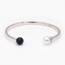 Hamelin blue rhodium quandong and white South Sea pearl cuff bracelet
