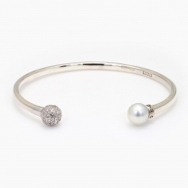 Hamelin quandong and white South Sea pearl cuff bracelet