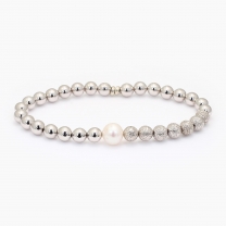 Yellabinna quandong and white pearl bracelet