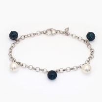 Kimberley blue rhodium and white pearl bracelet