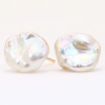 Clara White Baroque Fresh Water Pearl Stud Earrings