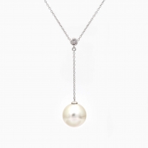 Kailani white South Sea pearl and white diamond lariat drop necklace