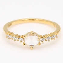 Montebello round rose cut white diamond ring