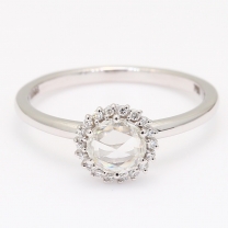 Gardena round rose cut white diamond ring
