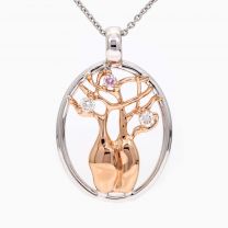 Sculpted boab white and Argyle pink diamond tree pendant