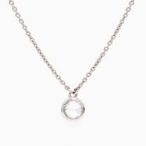 Albertine round rose cut white diamond bezel set necklace