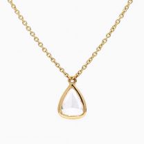 Eternity pear rose cut white diamond bezel set necklace