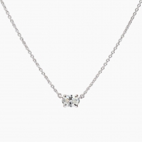 Ellipse oval cut white diamond solitaire necklace