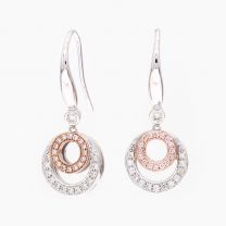 Oslo Argyle pink and white diamond circle shepard hook earring