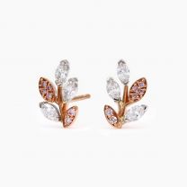 Calathea Argyle pink and marquise cut white diamond stud earrings