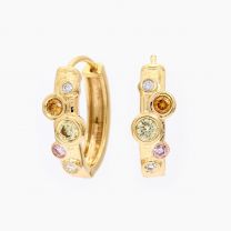 Santorini rainbow diamond huggie earrings