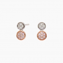 Etna Argyle pink and white diamond cluster stud earrings
