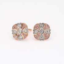 Canterbury Argyle pink and white diamond cross stud earrings