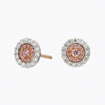 Cherish Argyle pink and white diamond cluster halo stud earrings