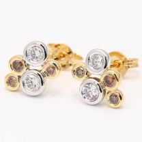 Bubbles Champagne and White Diamond Stud Earrings