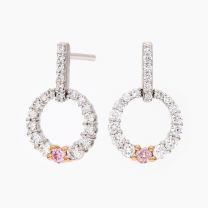 Celeste Argyle Pink and White Diamond Circle Earrings