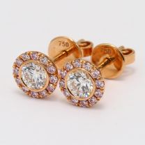Jacinta Argyle Pink and White Diamond Halo Earrings