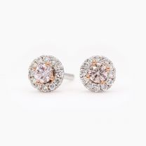 Rouge Argyle pink and white diamond halo stud earrings