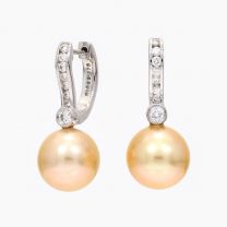 Pacifica gold South Sea pearl and white diamond earrings