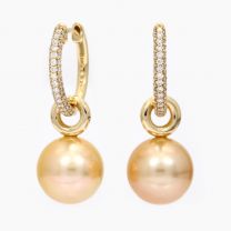 Praia gold South Sea pearl and white diamond detachable huggie earrings