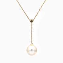 Kailani white South Sea pearl and white diamond lariat drop necklace