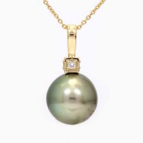 Corsica  black Tahitian pearl and white diamond necklace
