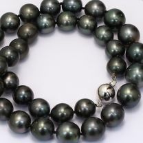 Black Tahitian South Sea pearl strand necklace