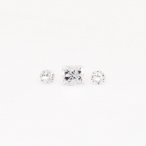 0.11 Total carat trio of round and princess cut white diamonds